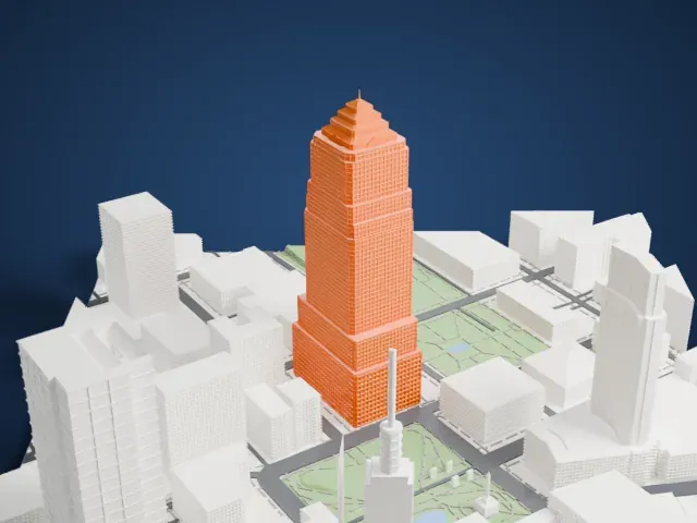 Key Tower model, South view