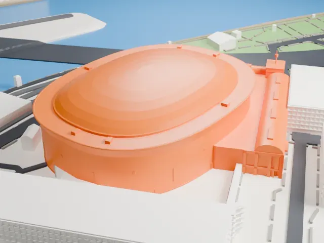 KeyBank Center model, East view