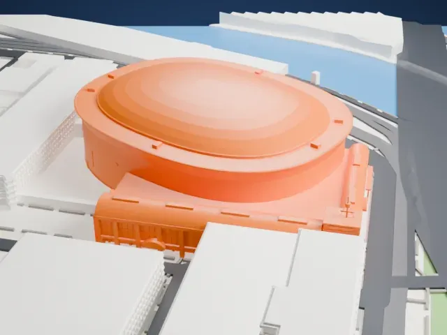 KeyBank Center model, North view