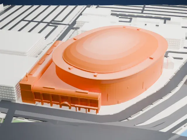 KeyBank Center model, West view