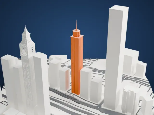 Khalid Al Attar Tower 2 model, East view