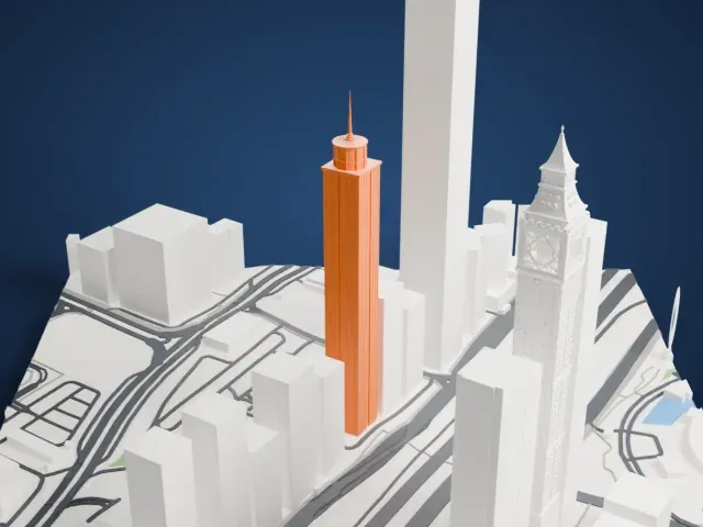 Khalid Al Attar Tower 2 model, South view