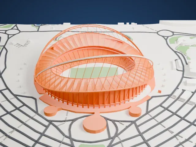 Khalifa International Stadium model, East view