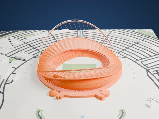 Khalifa International Stadium model, West view