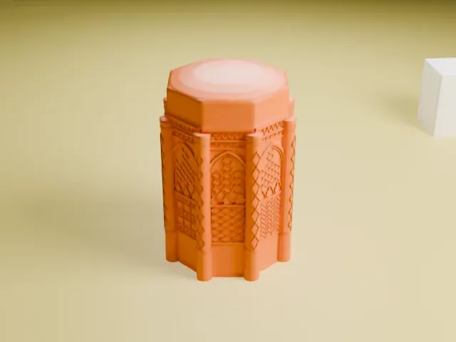 Kharraqan Towers model, East view