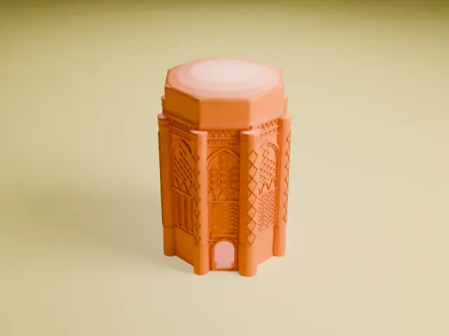 Kharraqan Towers model, North view