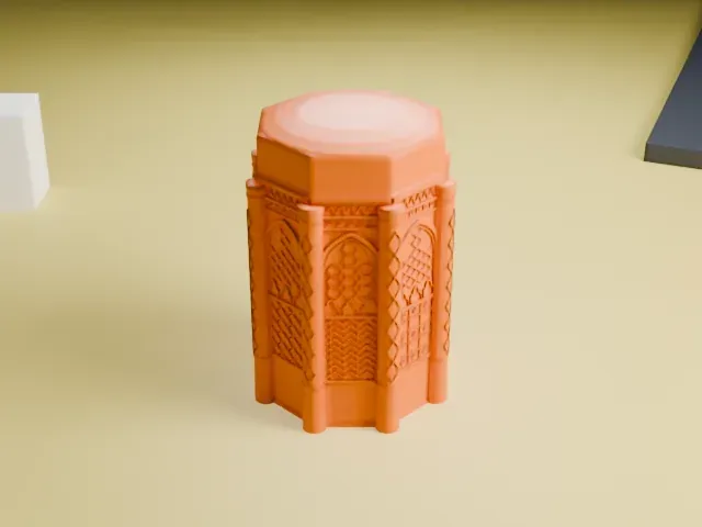 Kharraqan Towers model, South view