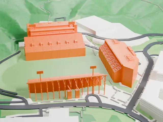 Kidd Brewer Stadium model, East view