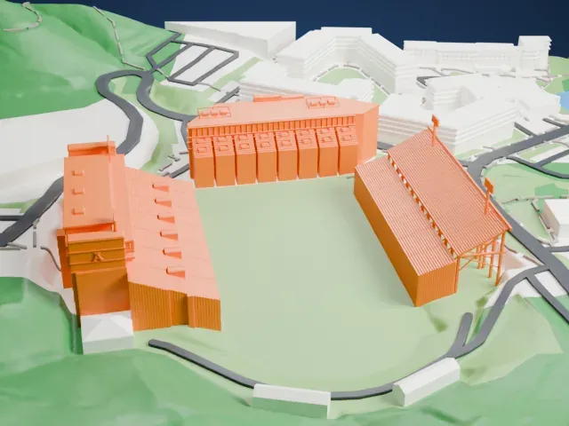 Kidd Brewer Stadium model, South view