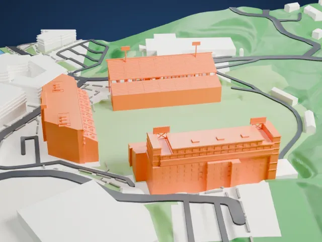 Kidd Brewer Stadium model, West view