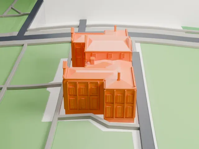 Kikin Hall model, East view
