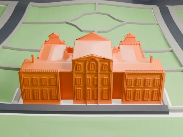 Kikin Hall model, North view
