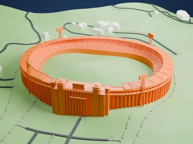 Kim Il Sung Stadium model, West view