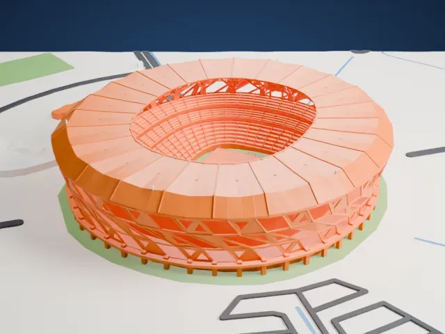 King Abdullah Sports City model, East view
