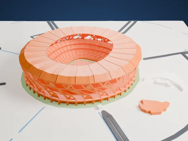 King Abdullah Sports City model, West view