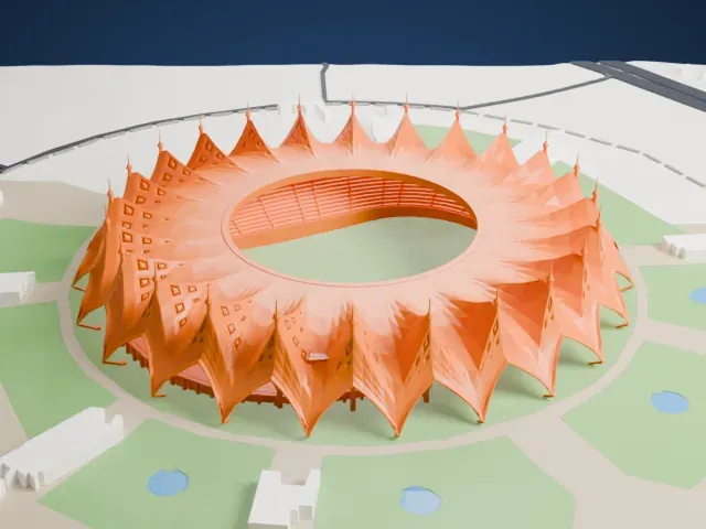 King Fahd Sports City Stadium model, West view
