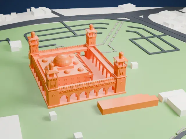 King Hussein Mosque model, East view