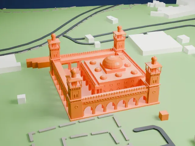 King Hussein Mosque model, West view