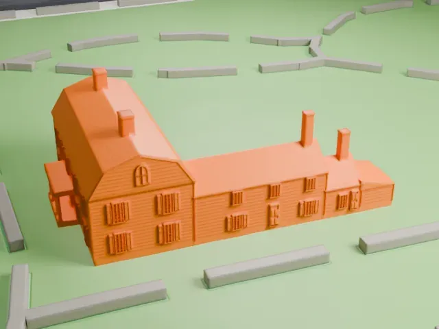 King Manor model, East view
