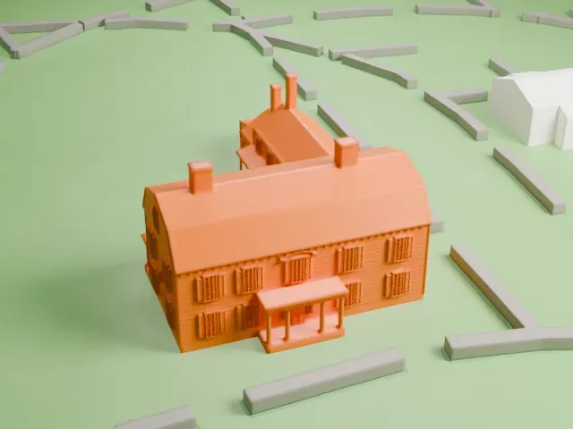 King Manor model, South view