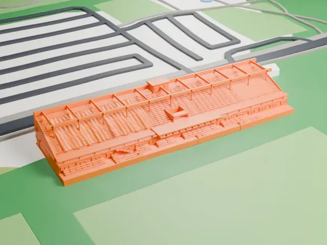King Peter I Stadium model, East view