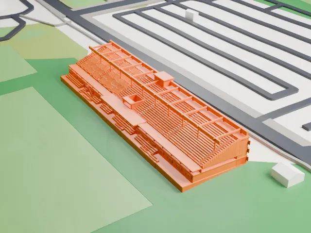 King Peter I Stadium model, North view