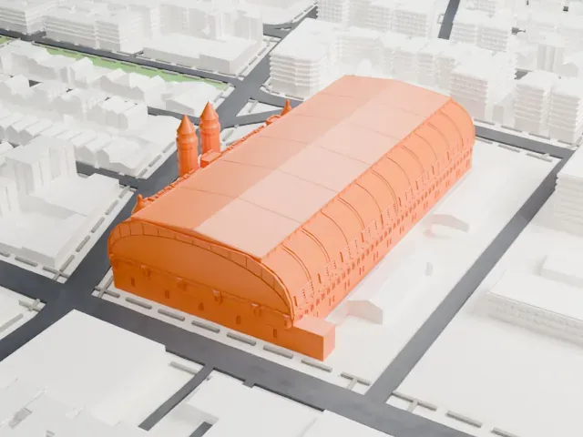 Kingsbridge Armory model, East view