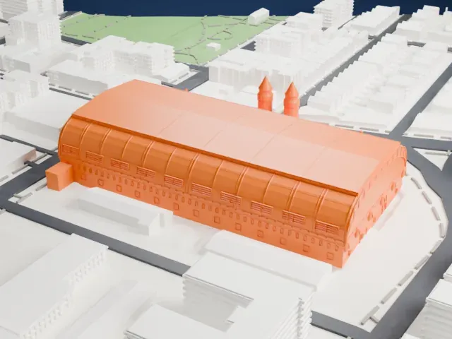 Kingsbridge Armory model, North view
