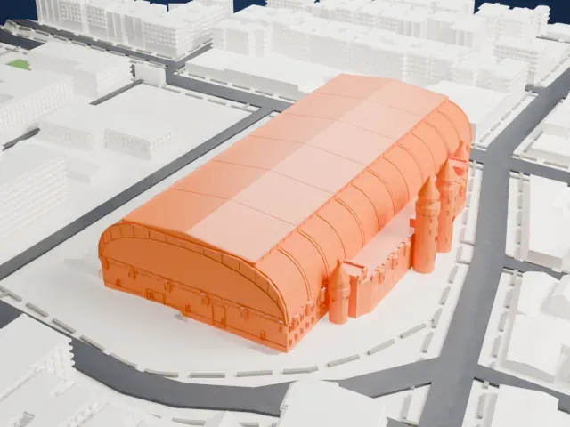 Kingsbridge Armory model, West view