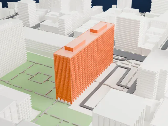 Kips Bay Towers model, East view