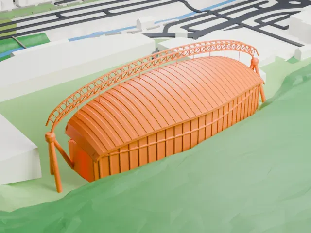 Kirklees Stadium model, South view