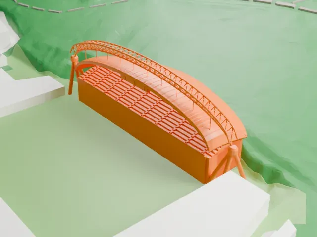 Kirklees Stadium model, West view