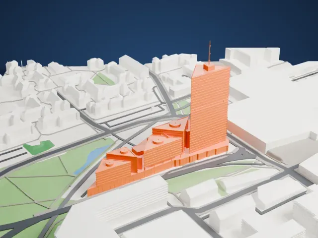 Kista Science Tower model, East view