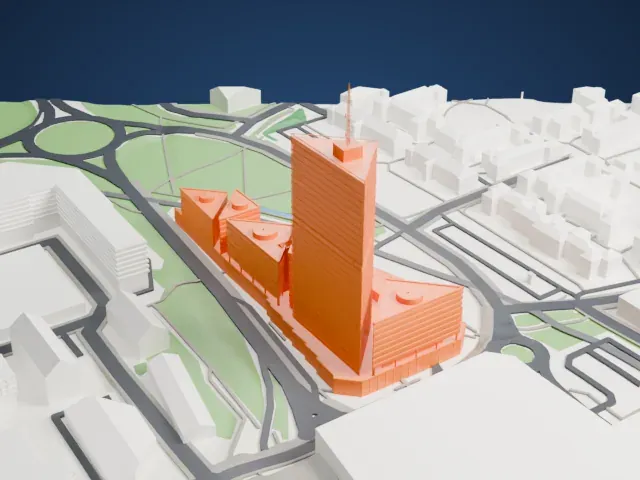 Kista Science Tower model, North view