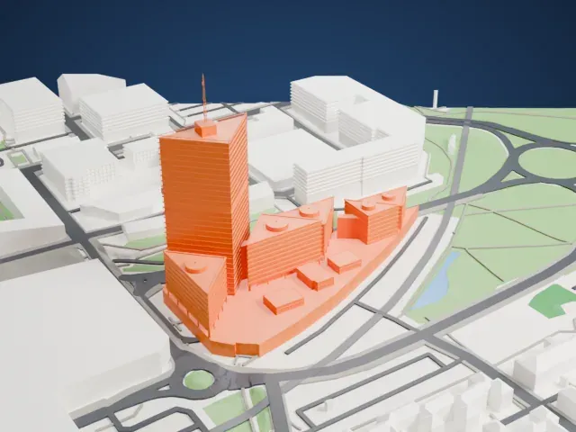 Kista Science Tower model, West view