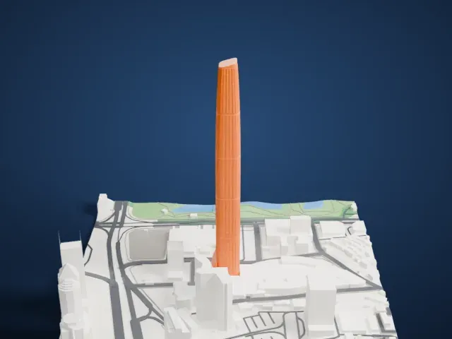 KK100 model, East view