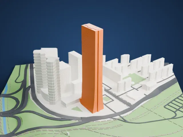 63 Building model, East view