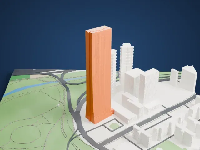 63 Building model, North view