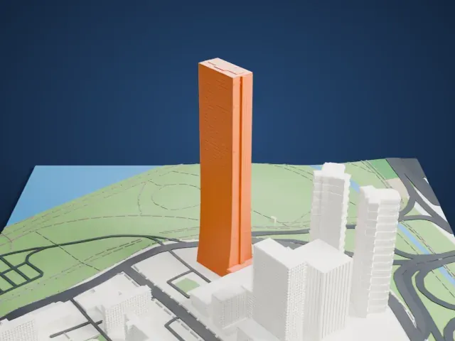 63 Building model, West view