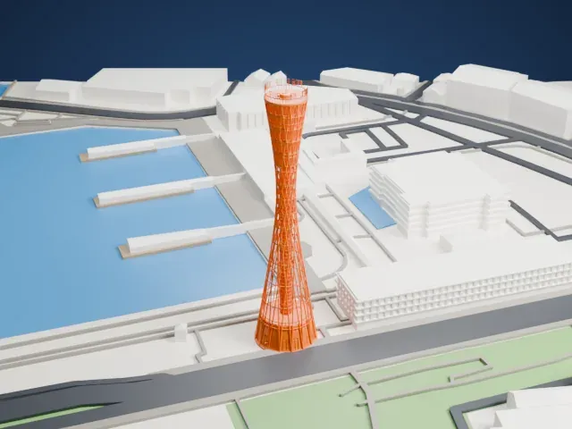 Kobe Port Tower model, East view