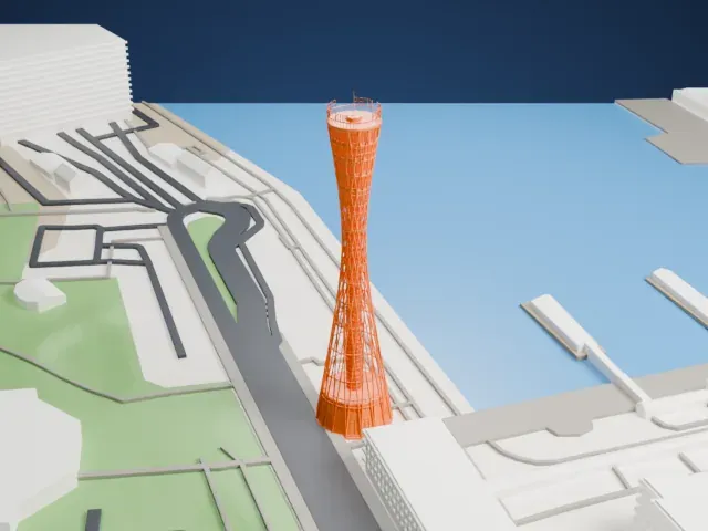 Kobe Port Tower model, North view