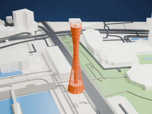 Kobe Port Tower model, South view