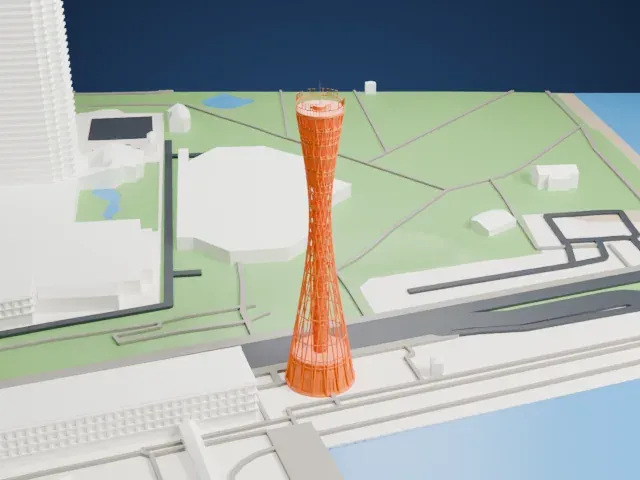 Kobe Port Tower model, West view
