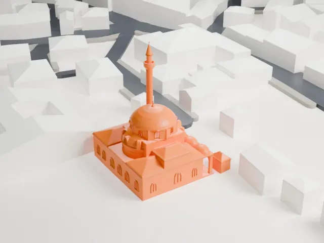 Koca Mustafa Pasha Mosque model, East view