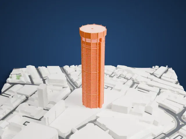 Komtar model, East view