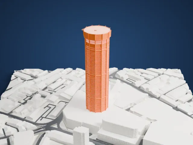 Komtar model, South view