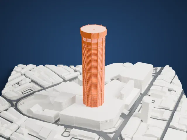 Komtar model, West view