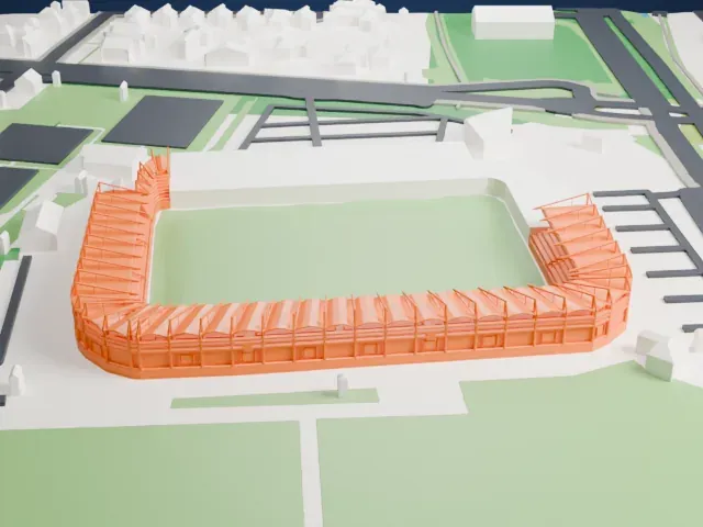 Koning Willem II Stadion model, East view