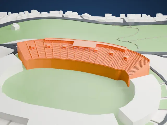 Koševo City Stadium model, East view