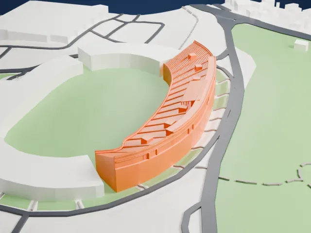 Koševo City Stadium model, North view